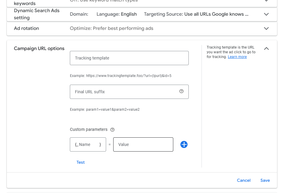 Google Ads Tracking Template